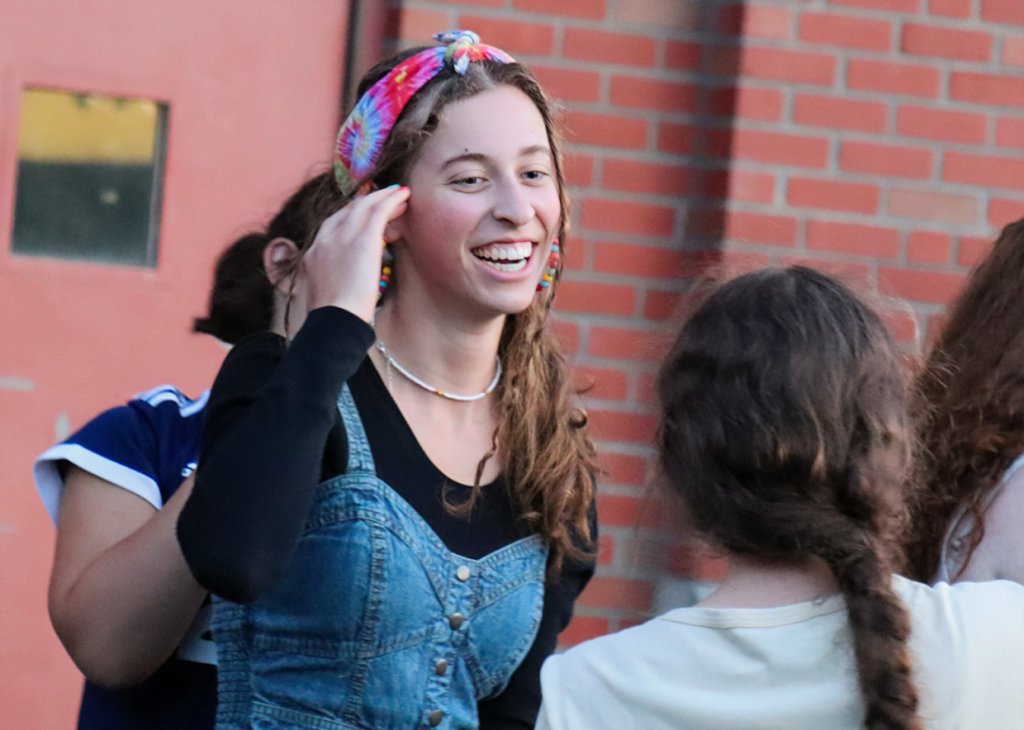 A female Doane Stuart student greeting a friend